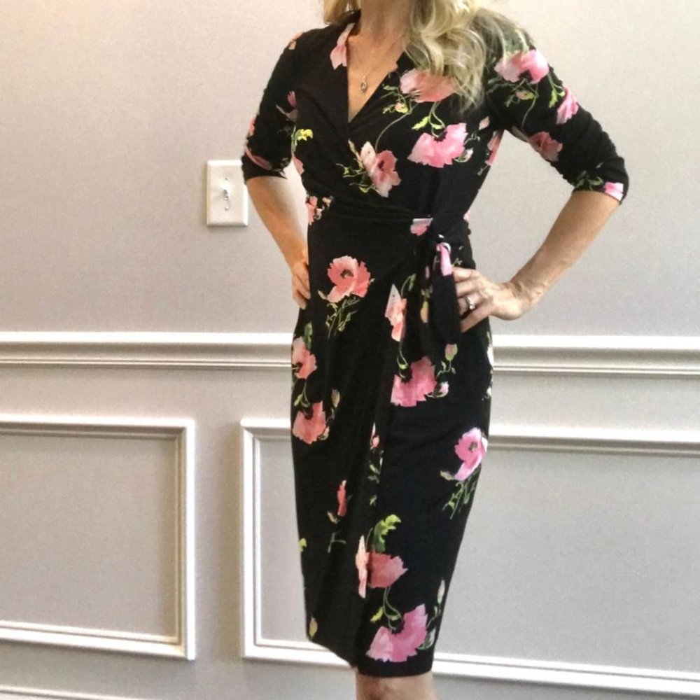 Anne Klein Faux Wrap Floral Dress - Size 4